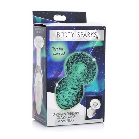 XR Brands Booty Sparks szklany korek świecący w ciemności duży zielony XR Brands Booty Sparks szklany korek świecący w ciemności duży zielony