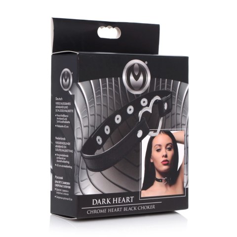 XR Brands Choker Heart Czarny, serce chromowane, pasek wegański XR Brands Choker Heart Czarny, serce chromowane, pasek wegański