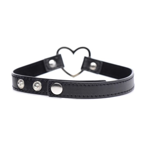 XR Brands Choker Heart Czarny, serce chromowane, pasek wegański XR Brands Choker Heart Czarny, serce chromowane, pasek wegański