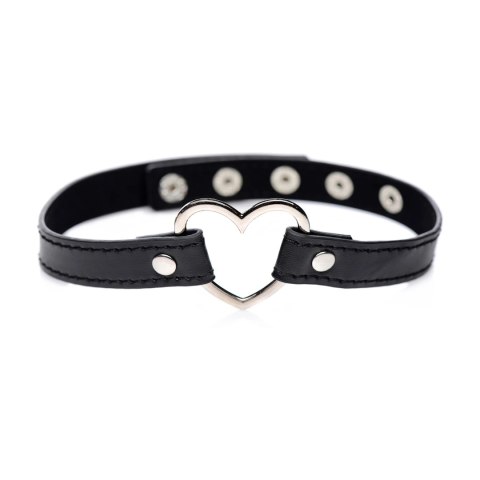 XR Brands Choker Heart Czarny, serce chromowane, pasek wegański XR Brands Choker Heart Czarny, serce chromowane, pasek wegański