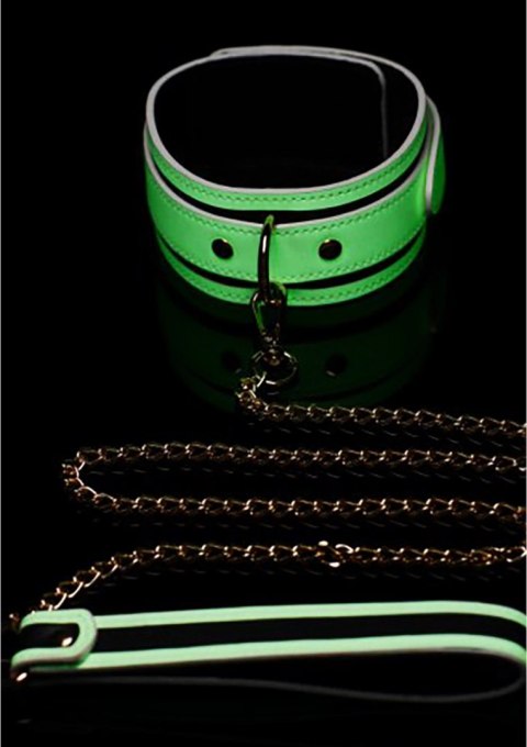 XR Brands Glow In The Dark zestaw obroża i smycz świecący, regulowany XR Brands Glow In The Dark zestaw obroża i smycz świecący, regulowany