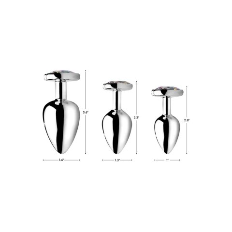 XR Brands Korek anatomiczny aluminium tęczowy kryształ serce średni XR Brands Korek anatomiczny aluminium tęczowy kryształ serce średni