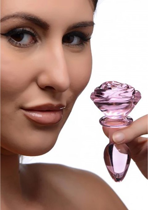 XR Brands Rose Plug szklany korek dekoracyjny borokrzemianowy mały XR Brands Rose Plug szklany korek dekoracyjny borokrzemianowy mały
