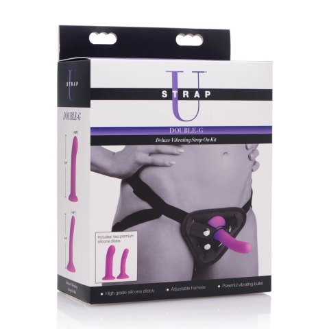 XR Brands Strap-On z dwoma nasadkami i funkcją wibracji, fioletowy XR Brands Strap-On z dwoma nasadkami i funkcją wibracji, fioletowy