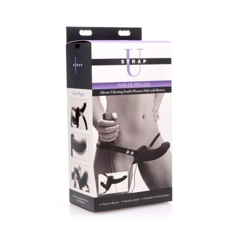 XR Brands Vibrating Double System Harness silikonowy, 10 trybow, czarny XR Brands Vibrating Double System Harness silikonowy, 10 trybow, czarny