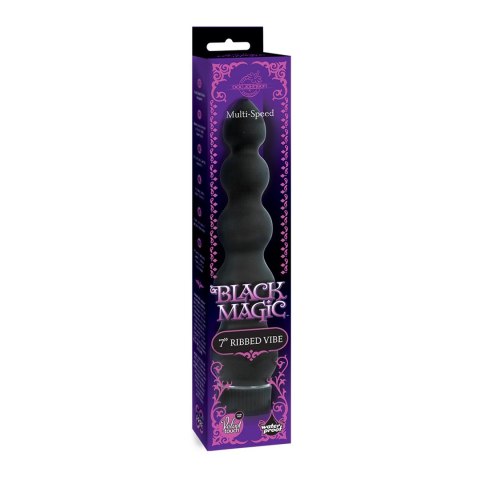 Doc Johnson Black Magic Ribbed Vibe czarny 18 cm wodoodporny Doc Johnson Black Magic Ribbed Vibe czarny 18 cm wodoodporny