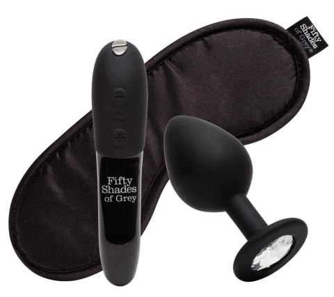 Fifty Shades of Grey Zestaw 3w1 Mini Wibrator, Korek z Kryształem, Opaska Fifty Shades of Grey Zestaw 3w1 Mini Wibrator, Korek z Kryształem, Opaska