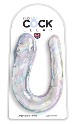 King Cock Clear Double Trouble Large - Transparentny model podwojny 44 cm