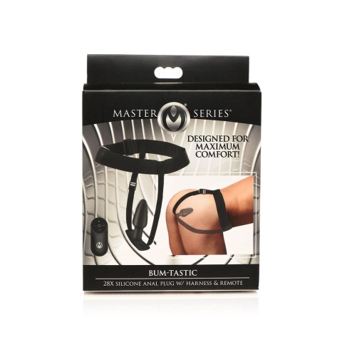 XR Brands Bum Tastic silikonowy zestaw z pilotem i uprzężą, czarny XR Brands Bum Tastic silikonowy zestaw z pilotem i uprzężą, czarny