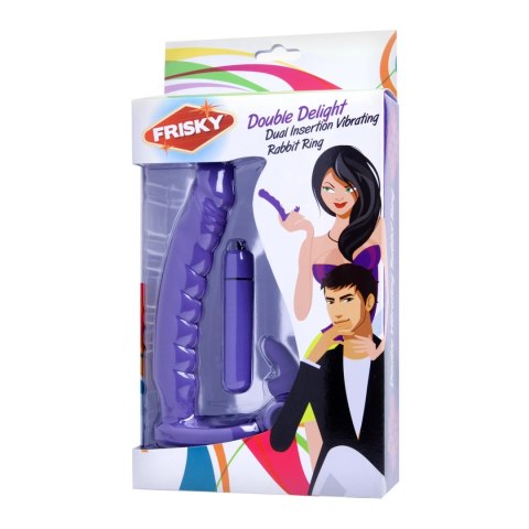 XR Brands Double Delight Rabbit Ring fioletowy silikonowy pierścień wibrujący XR Brands Double Delight Rabbit Ring fioletowy silikonowy pierścień wibrujący