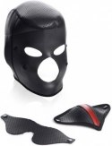 XR Brands Scorpion - Kaptur z odpinaną opaską na oczy i maską na usta, czarny, uniwersalny