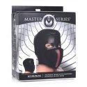 XR Brands Scorpion - Kaptur z odpinaną opaską na oczy i maską na usta, czarny, uniwersalny