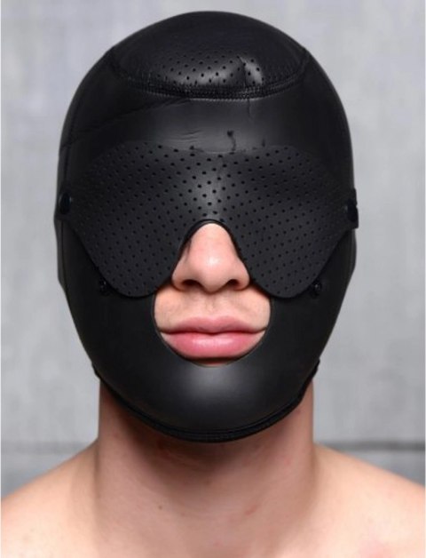 XR Brands Scorpion - Kaptur z odpinaną opaską na oczy i maską na usta, czarny, uniwersalny XR Brands Scorpion - Kaptur z odpinaną opaską na oczy i maską na usta, czarny, uniwersalny