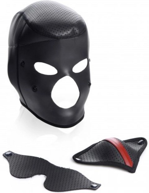 XR Brands Scorpion - Kaptur z odpinaną opaską na oczy i maską na usta, czarny, uniwersalny XR Brands Scorpion - Kaptur z odpinaną opaską na oczy i maską na usta, czarny, uniwersalny