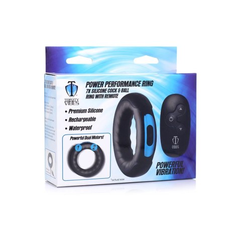 XR Brands Silicone Ring z pilotem - wibrujący pierścień, czarny XR Brands Silicone Ring z pilotem - wibrujący pierścień, czarny