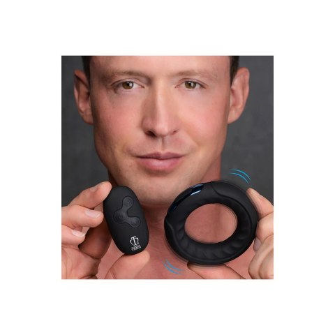 XR Brands Silicone Ring z pilotem - wibrujący pierścień, czarny XR Brands Silicone Ring z pilotem - wibrujący pierścień, czarny