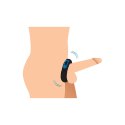 XR Brands Silicone Ring z pilotem - wibrujący pierścień, czarny