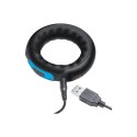 XR Brands Silicone Ring z pilotem - wibrujący pierścień, czarny