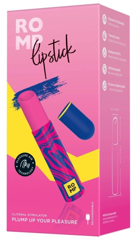 ROMP Lipstick Mini - Dyskretna maszyna intymna w formie szminki, 10 cm