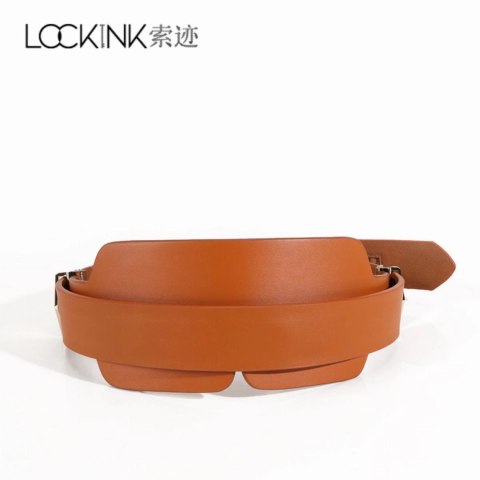 LOCKINK Skorzana opaska na oczy z klamrami, brązowa, regulowana LOCKINK Skorzana opaska na oczy z klamrami, brązowa, regulowana