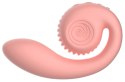 Snail Vibe Gizi Peach - wibrator zakrzywiony z podwojną stymulacją, silikonowy