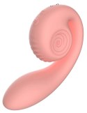 Snail Vibe Gizi Peach - wibrator zakrzywiony z podwojną stymulacją, silikonowy