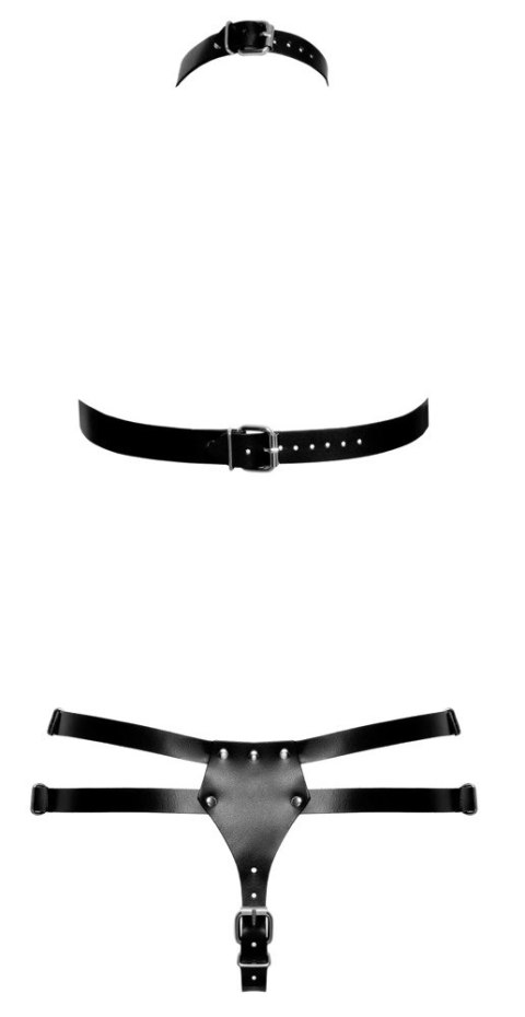 ZADO Zestaw Skorzanych Uprzęży z Pierścieniami L/XL czarny ZADO Zestaw Skorzanych Uprzęży z Pierścieniami L/XL czarny
