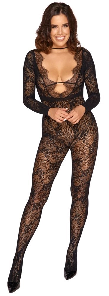 Cottelli Collection Fantasy kombinezon koronkowy bez krocza S-L czarny Cottelli Collection Fantasy kombinezon koronkowy bez krocza S-L czarny