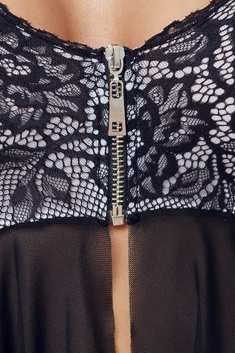 Cottelli LINGERIE babydoll z koronką i zamkiem, komplet S czarny Cottelli LINGERIE babydoll z koronką i zamkiem, komplet S czarny