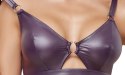 Cottelli Lingerie Zestaw Biustonosz i Otwarte Majtki Fiolet L Wet Look