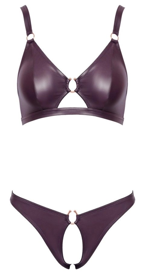 Cottelli Lingerie Zestaw Biustonosz i Otwarte Majtki Fiolet L Wet Look Cottelli Lingerie Zestaw Biustonosz i Otwarte Majtki Fiolet L Wet Look