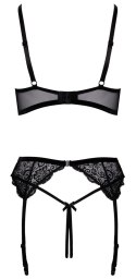 Cottelli Lingerie komplet 3-częściowy koronka czarny 80B/M
