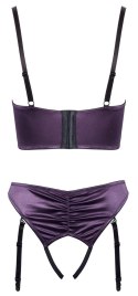 Cottelli Lingerie komplet satynowy fioletowy 75B/S z paskami do pończoch