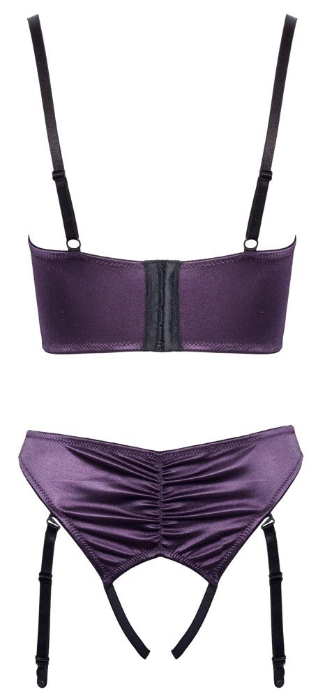 Cottelli Lingerie komplet z paskami do pończoch fioletowy 80C/M Cottelli Lingerie komplet z paskami do pończoch fioletowy 80C/M