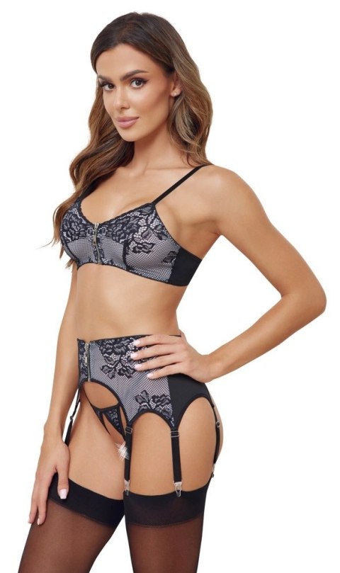 Cottelli Lingerie zestaw 3-częściowy z koronką, czarno-biały, M Cottelli Lingerie zestaw 3-częściowy z koronką, czarno-biały, M