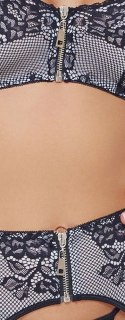 Cottelli Lingerie zestaw 3-częściowy z koronką, czarno-biały, M