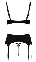 Cottelli Lingerie zestaw 3-częściowy z koronką, czarno-biały, M