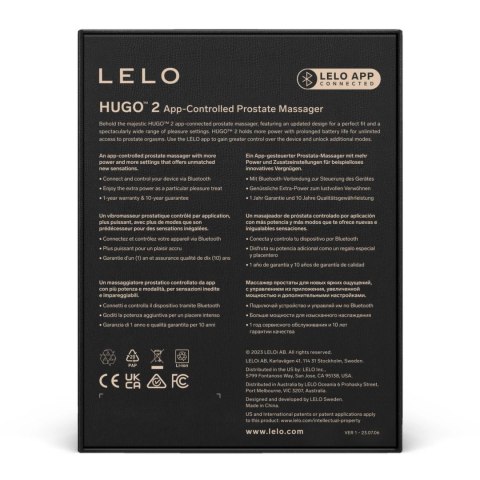 LELO Hugo 2 Black - masażer anatomiczny z aplikacją, 16 trybow LELO Hugo 2 Black - masażer anatomiczny z aplikacją, 16 trybow