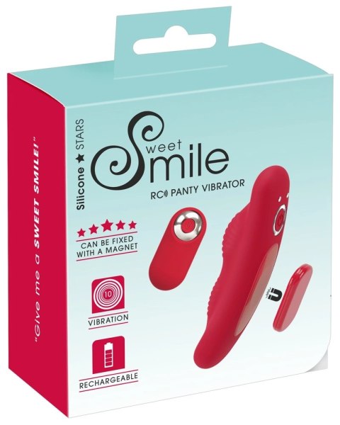 Sweet Smile RC Panty Vibrator Czerwony, Pilot, Magnes, 10 Trybow, 9,7 cm Sweet Smile RC Panty Vibrator Czerwony, Pilot, Magnes, 10 Trybow, 9,7 cm