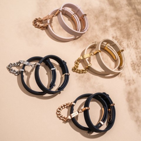 Crave ID Cuffs mankiety silikonowe rożowe z elementami rożowego złota Crave ID Cuffs mankiety silikonowe rożowe z elementami rożowego złota