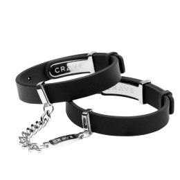 Crave ID Cuffs mankiety skorzane czarne ze srebrnymi okuciami regulowane