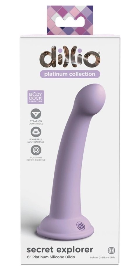 Dillio Platinum Secret Explorer 17,2 cm Fioletowy - silikonowy model z okrągłą końcowką Dillio Platinum Secret Explorer 17,2 cm Fioletowy - silikonowy model z okrągłą końcowką