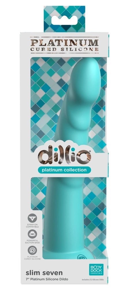 Dillio Platinum Slim Seven 19,7 cm turkusowy - model z rowkami, silikon Dillio Platinum Slim Seven 19,7 cm turkusowy - model z rowkami, silikon