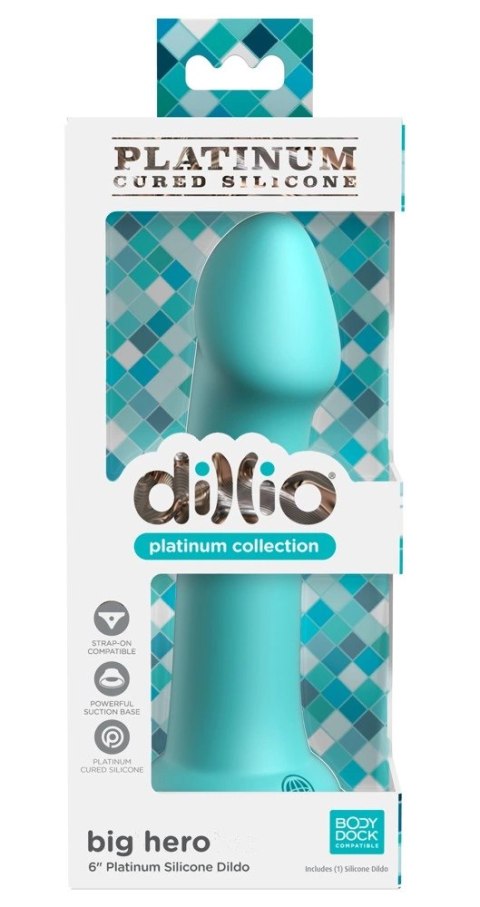 Pipedream Dillio Platinum Big Hero 17,2 cm silikonowy model turkusowy Pipedream Dillio Platinum Big Hero 17,2 cm silikonowy model turkusowy