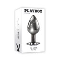 Playboy Tux Aluminium - duży korek intymny z motywem kroliczka