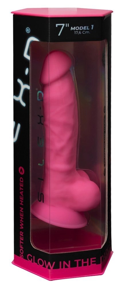 SilexD Model 7 Glow in the Dark silikonowy, świecący rożowy 17,6 cm