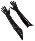Black Level Długie Vinylowe Rękawiczki Czarne M Błyszczące