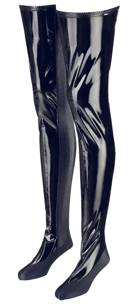 Black Level Pończochy Winylowe Czarne M/L z Elastycznymi Wstawkami Black Level Pończochy Winylowe Czarne M/L z Elastycznymi Wstawkami
