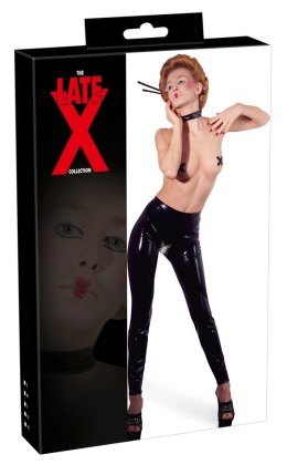 Late X legginsy lateksowe z otwartą strefą, czarne, rozmiar XL
