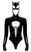 Black Level Body sznurowane z maską z uszami, czarne, rozmiar S
